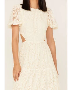 Flying Tomato Women's Just My Type Short Puff Sleeve Lace Midi Dress -Cowboy Wear Shop 2000378127 110 P3