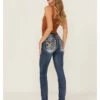 Miss Me Women's Dark Wash Mid Rise Embroidered Fleur De Lis Jeans 2 Miss Me Women's Dark Wash Mid Rise Embroidered Fleur De Lis Jeans -Cowboy Wear Shop 2000378173 401 P1