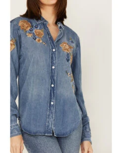 Stetson Women's Floral Embroidered Medium Wash Long Sleeve Button Down Shirt 8 Stetson Women's Floral Embroidered Medium Wash Long Sleeve Button Down Shirt -Cowboy Wear Shop 2000378244 400 P3