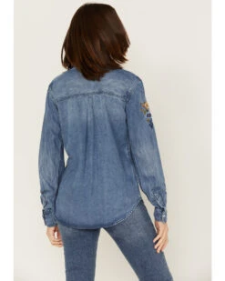 Stetson Women's Floral Embroidered Medium Wash Long Sleeve Button Down Shirt 9 Stetson Women's Floral Embroidered Medium Wash Long Sleeve Button Down Shirt -Cowboy Wear Shop 2000378244 400 P4