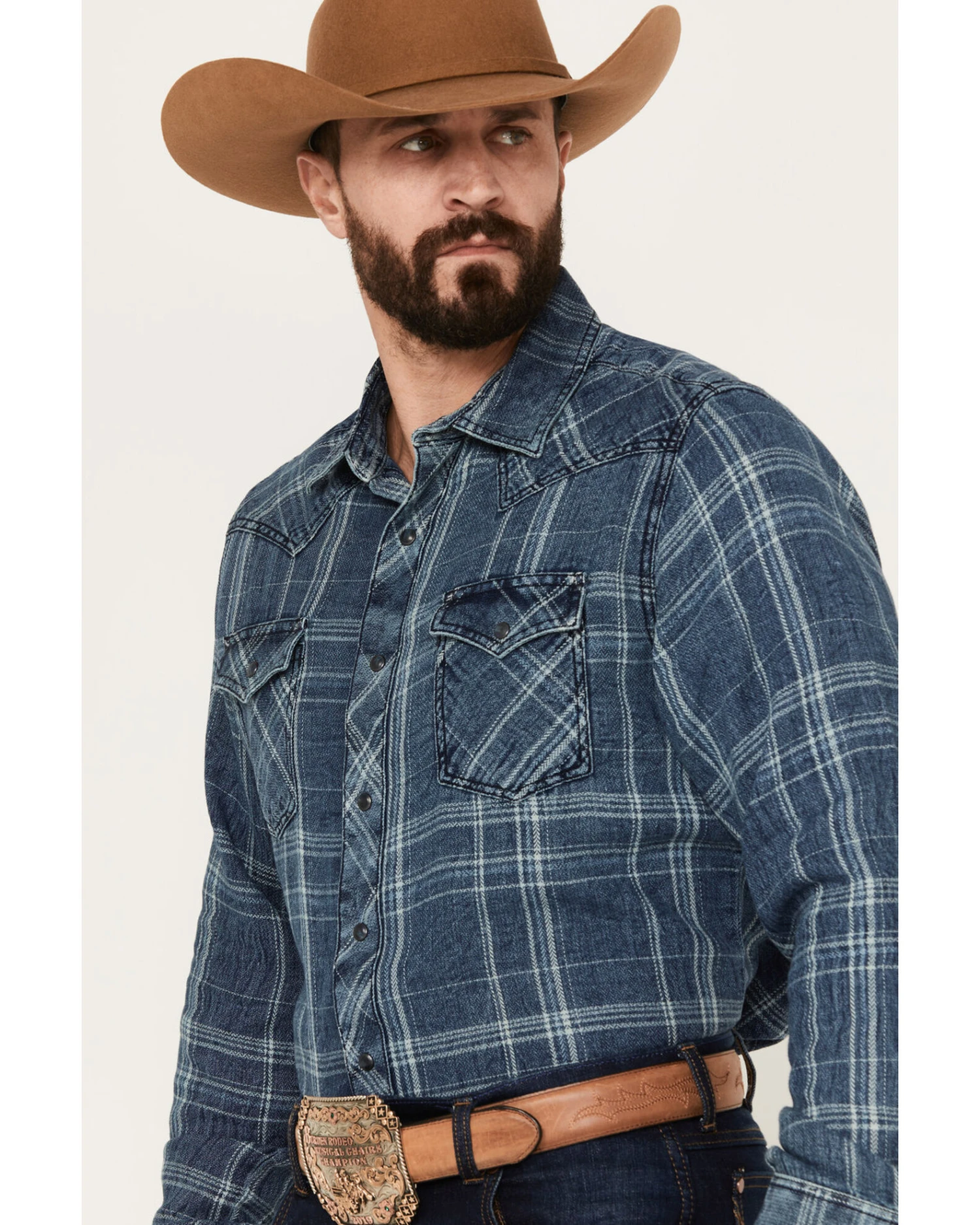 Wrangler Retro Men's Plaid Long Sleeve Western Snap Shirt 4 Wrangler Retro Men's Plaid Long Sleeve Western Snap Shirt - Image 2