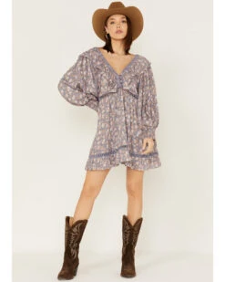Jen's Pirate Booty Women's Floral Print Long Sleeve Wildflower Lasi Mini Dress -Cowboy Wear Shop 2000379674 400 P2