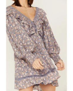 Jen's Pirate Booty Women's Floral Print Long Sleeve Wildflower Lasi Mini Dress -Cowboy Wear Shop 2000379674 400 P3