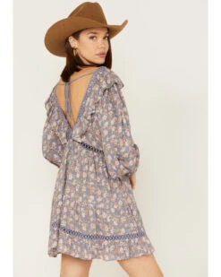 Jen's Pirate Booty Women's Floral Print Long Sleeve Wildflower Lasi Mini Dress -Cowboy Wear Shop 2000379674 400 P4