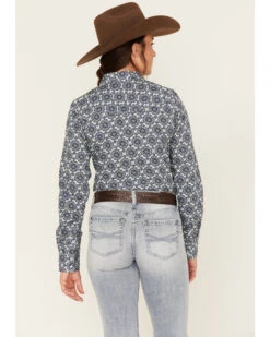 Cinch Women's Tile Print Long Sleeve Western Snap Shirt 9 Cinch Women's Tile Print Long Sleeve Western Snap Shirt -Cowboy Wear Shop 2000379908 400 P4
