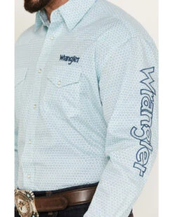 Wrangler Men's Geo Print Embroidered Logo Western Pearl Snap Shirt -Cowboy Wear Shop 2000379958 440 P3