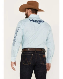 Wrangler Men's Geo Print Embroidered Logo Western Pearl Snap Shirt -Cowboy Wear Shop 2000379958 440 P4