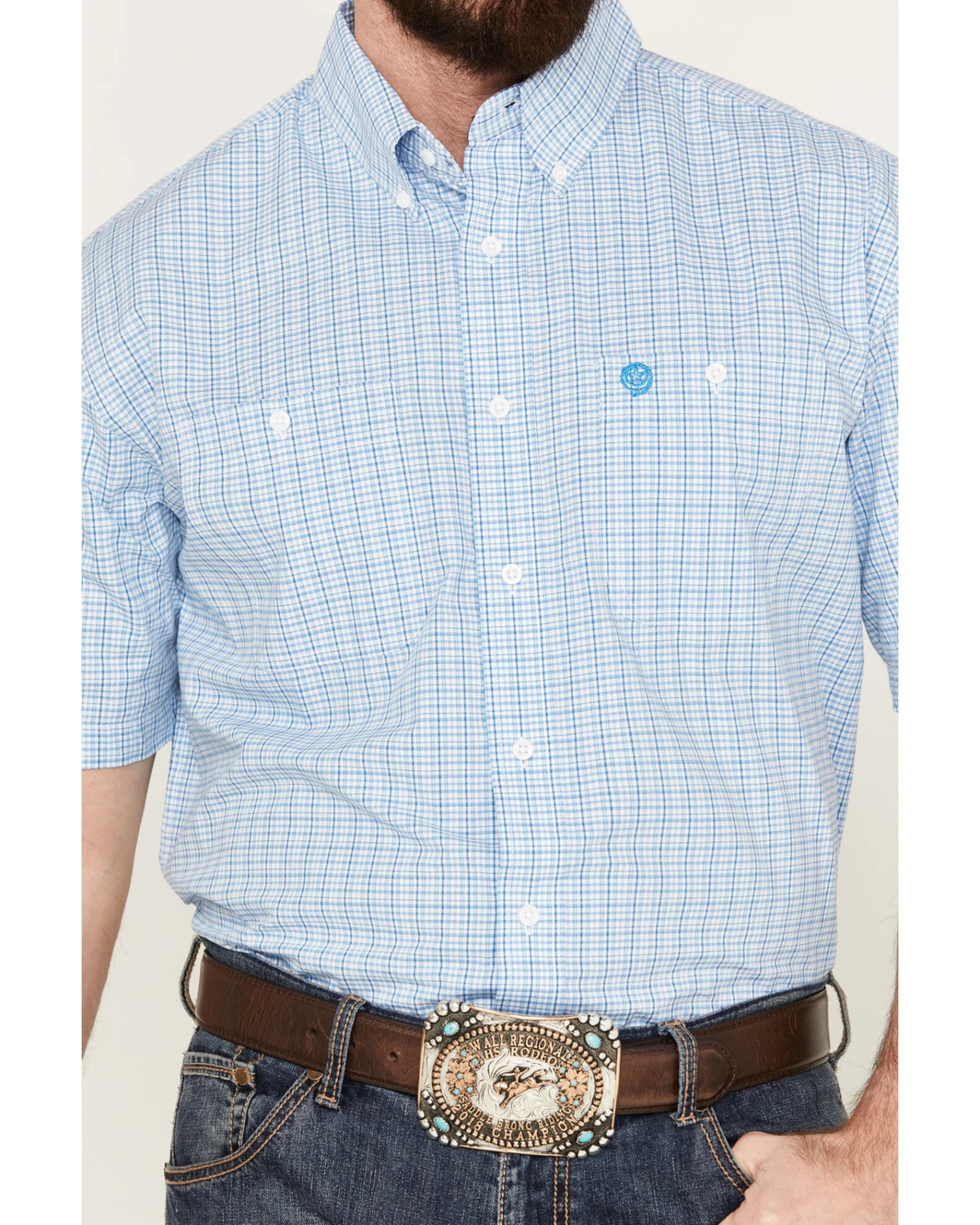 George Strait By Wrangler Men's Plaid Print Short Sleeve Button Down Western Shirt - Big 5 George Strait By Wrangler Men's Plaid Print Short Sleeve Button Down Western Shirt - Big - Image 3