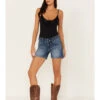 Wrangler Retro Women's Medium Wash Mid Fold Shorts 2 Wrangler Retro Women's Medium Wash Mid Fold Shorts -Cowboy Wear Shop 2000380207 400 P1