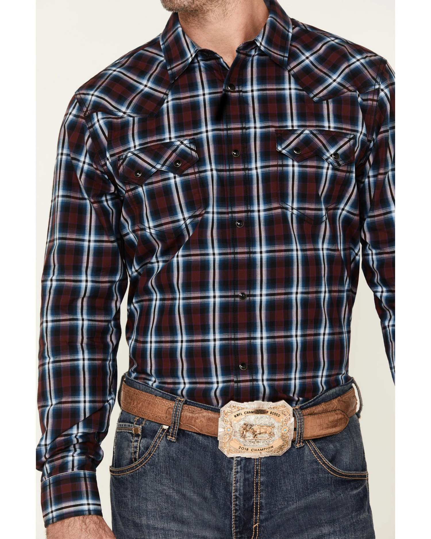 Cody James Men's Poker Night Plaid Print Long Sleeve Snap Western Shirt 5 Cody James Men's Poker Night Plaid Print Long Sleeve Snap Western Shirt - Image 3