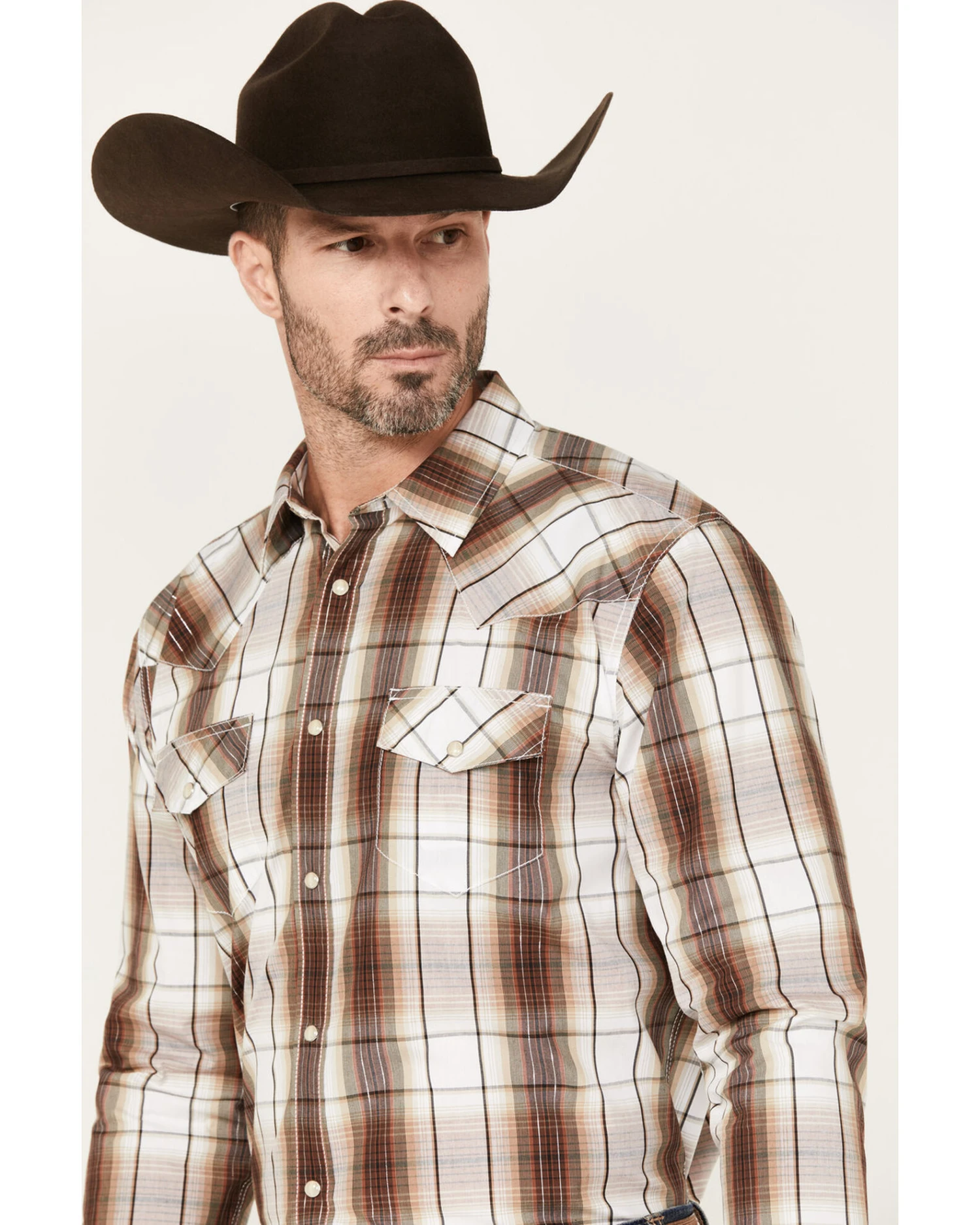 Gibson Men's Stampede Plaid Print Long Sleeve Pearl Snap Western Shirt 4 Gibson Men's Stampede Plaid Print Long Sleeve Pearl Snap Western Shirt - Image 2