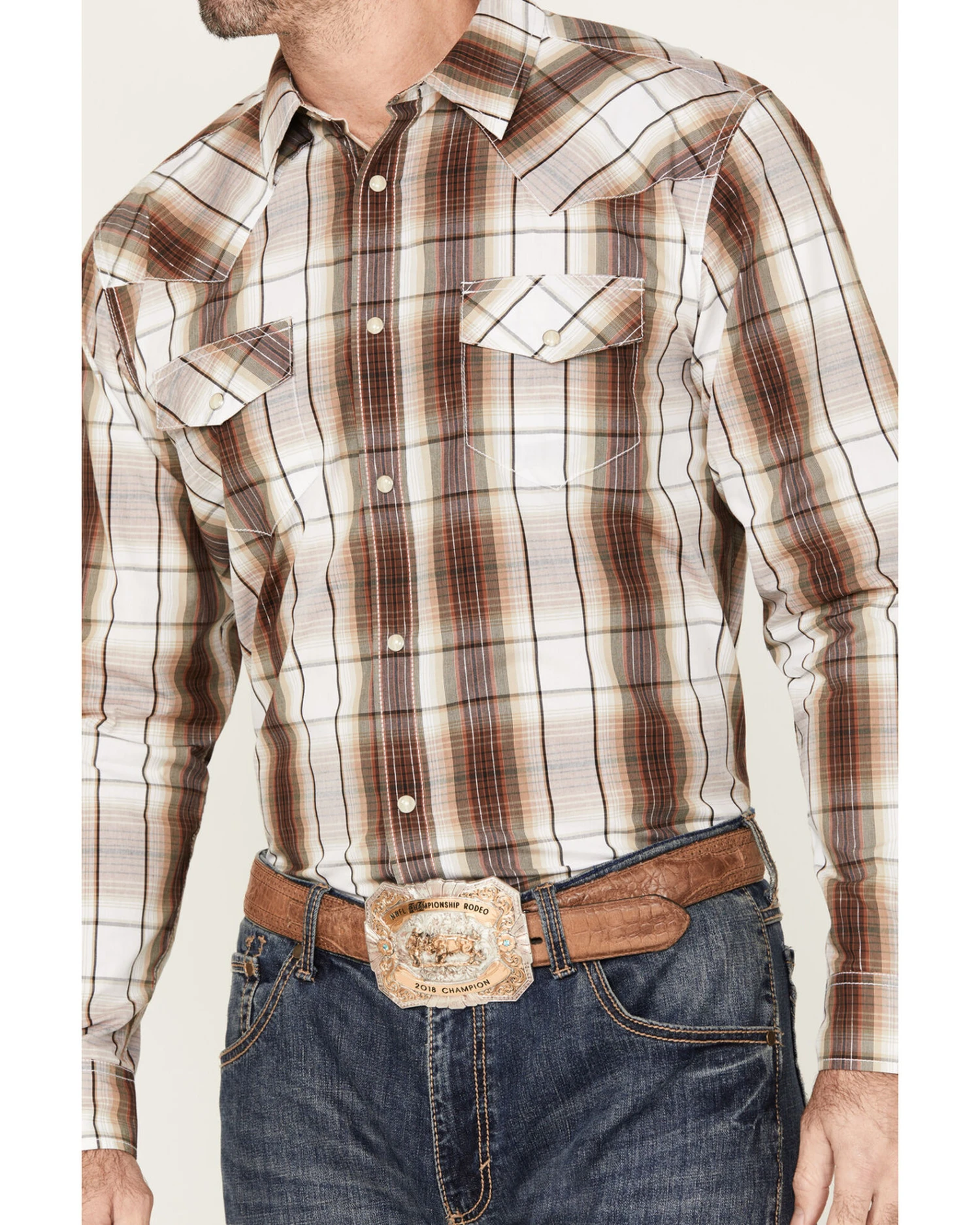 Gibson Men's Stampede Plaid Print Long Sleeve Pearl Snap Western Shirt 5 Gibson Men's Stampede Plaid Print Long Sleeve Pearl Snap Western Shirt - Image 3