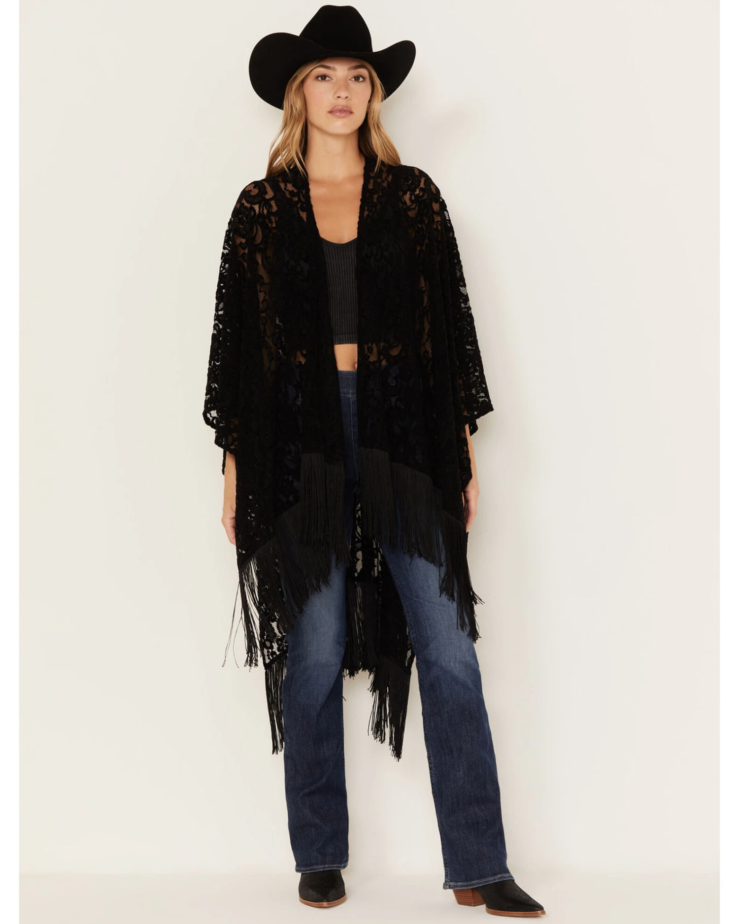 Shyanne Women's Floral Lace Fringe Shawl 4 Shyanne Women's Floral Lace Fringe Shawl - Image 2