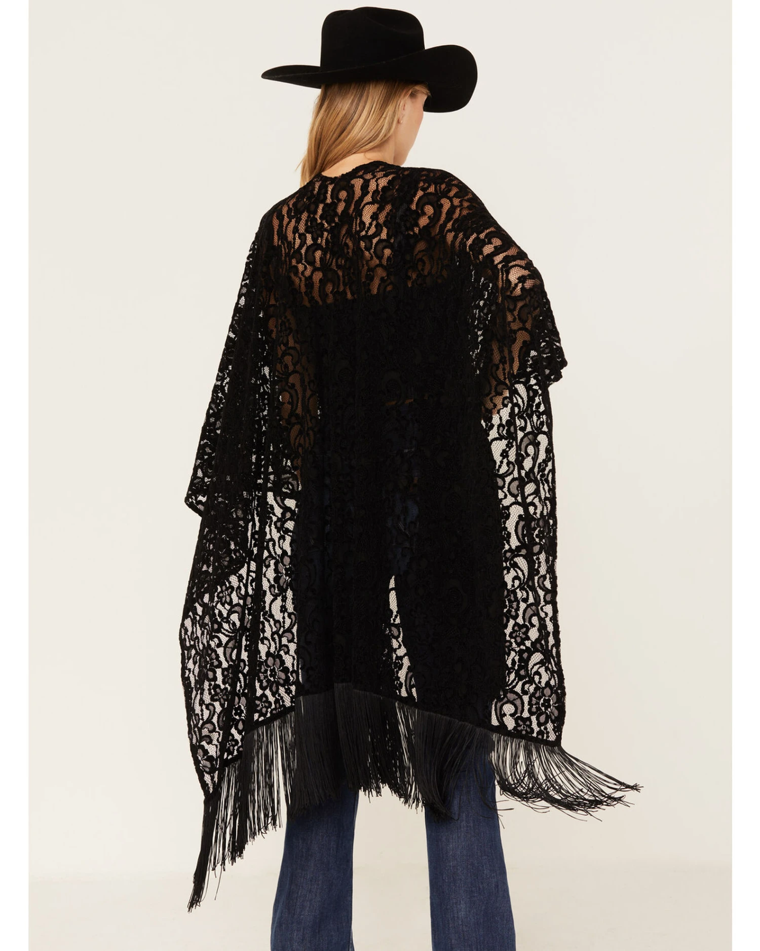 Shyanne Women's Floral Lace Fringe Shawl 6 Shyanne Women's Floral Lace Fringe Shawl - Image 4