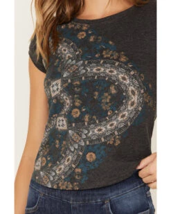Shyanne Women's Bandana Short Sleeve Graphic Ringer Tee 8 Shyanne Women's Bandana Short Sleeve Graphic Ringer Tee -Cowboy Wear Shop 2000380644 022 P3