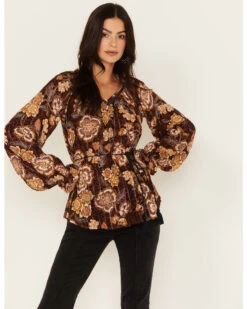 Shyanne Women's Belted Peasant Top