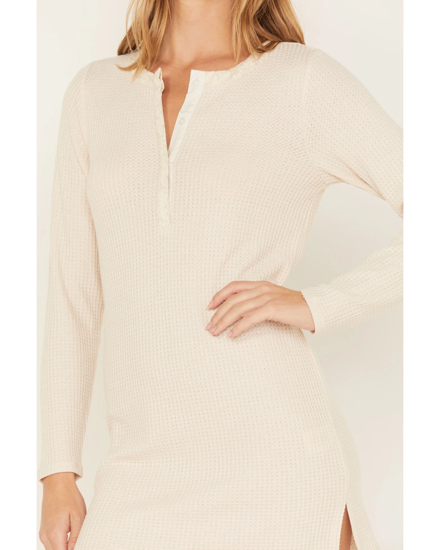 Cleo + Wolf Women's Waffle Knit Henley Dress 5 Cleo + Wolf Women's Waffle Knit Henley Dress - Image 3