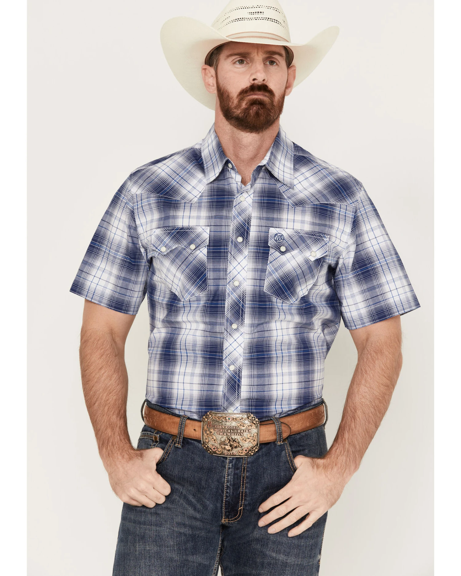 Wrangler Men's Plaid Print Short Sleeve Snap Western Shirt 3 Wrangler Men's Plaid Print Short Sleeve Snap Western Shirt
