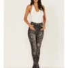 7 For All Mankind Women's Floral Print High Rise Slim Stretch Bootcut Jeans -Cowboy Wear Shop 2000381096 001 P1