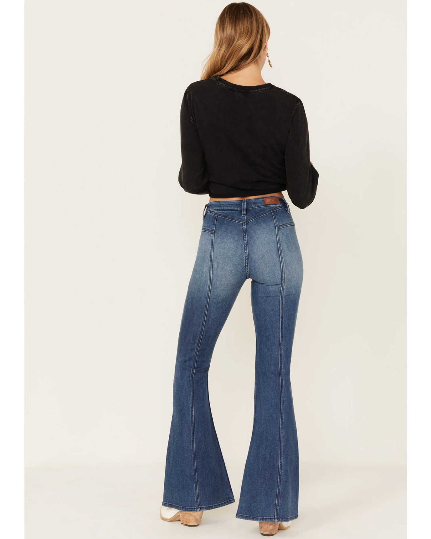 Shyanne Women's Medium Wash High Rise Eden Stretch Flare Jeans 3 Shyanne Women's Medium Wash High Rise Eden Stretch Flare Jeans