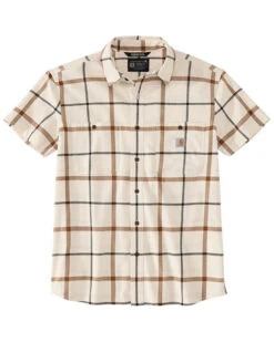 Carhartt Men's Relaxed Fit Lightweight Short Sleeve Button-Down Plaid Print Work Shirt