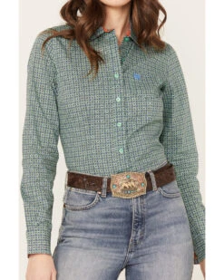 Cinch Women's Geo Print Long Sleeve Button Down Western Shirt -Cowboy Wear Shop 2000382665 300 P3