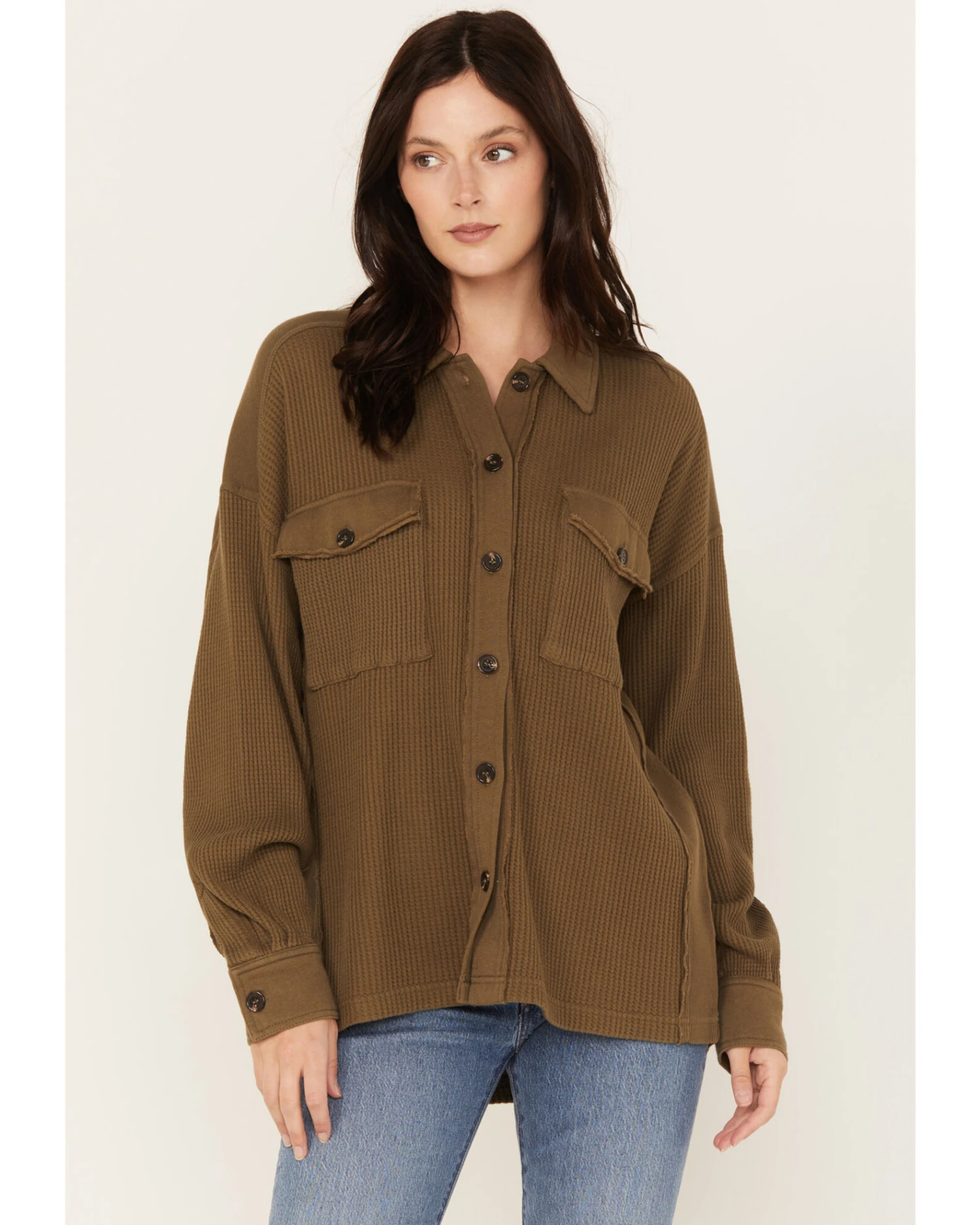 Cleo + Wolf Women's Waffle Knit Shacket 3 Cleo + Wolf Women's Waffle Knit Shacket