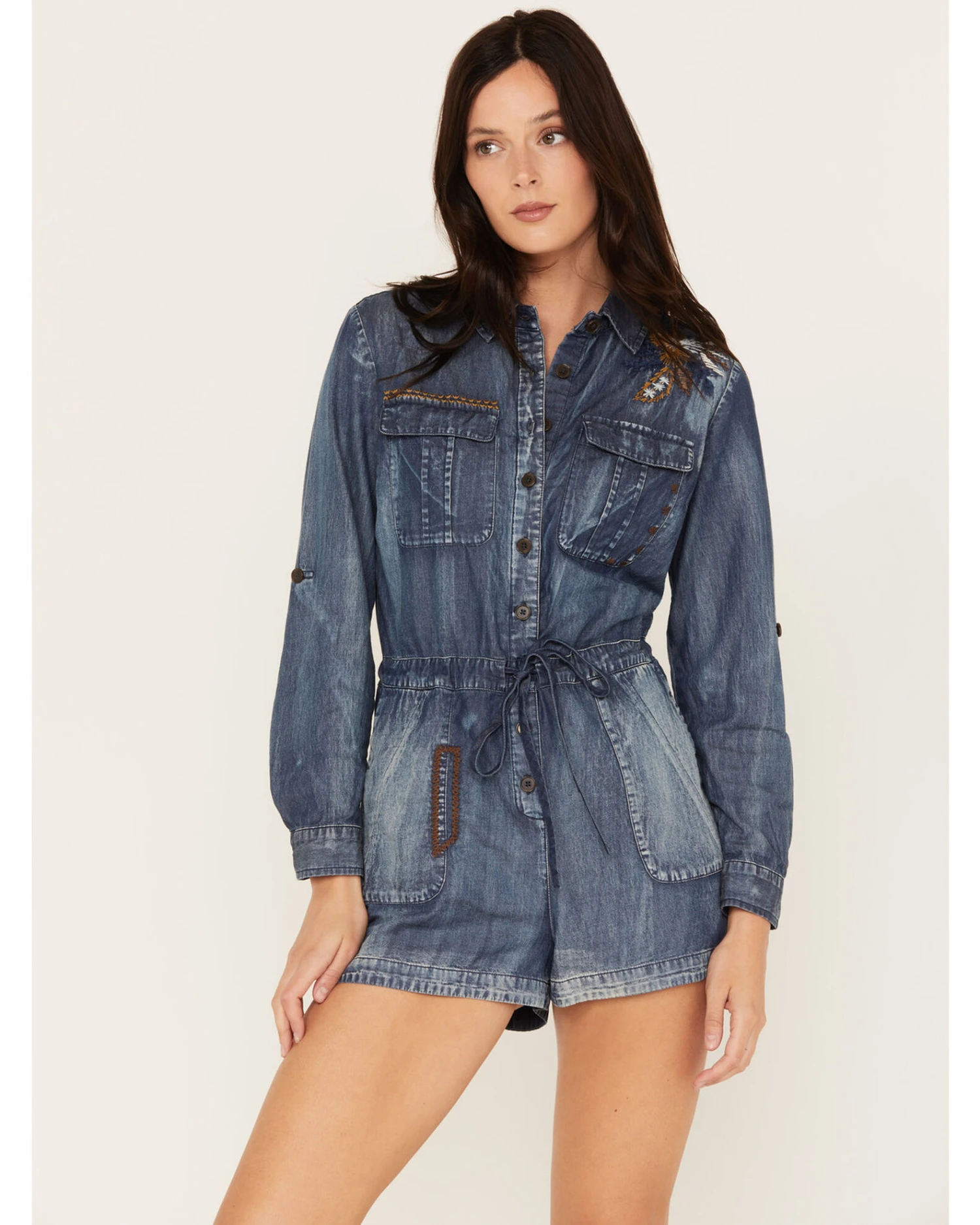 Cleo + Wolf Women's Denim Romper 3 Cleo + Wolf Women's Denim Romper