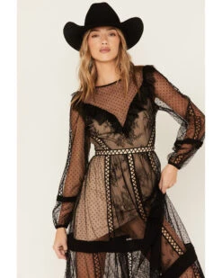 Wonderwest Women's Sheer Lace Long Sleeve Dress -Cowboy Wear Shop 2000383188 001 P4