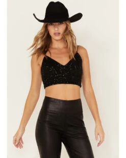 Sadie & Sage Women's La Vie Sequin Cami Crop Top