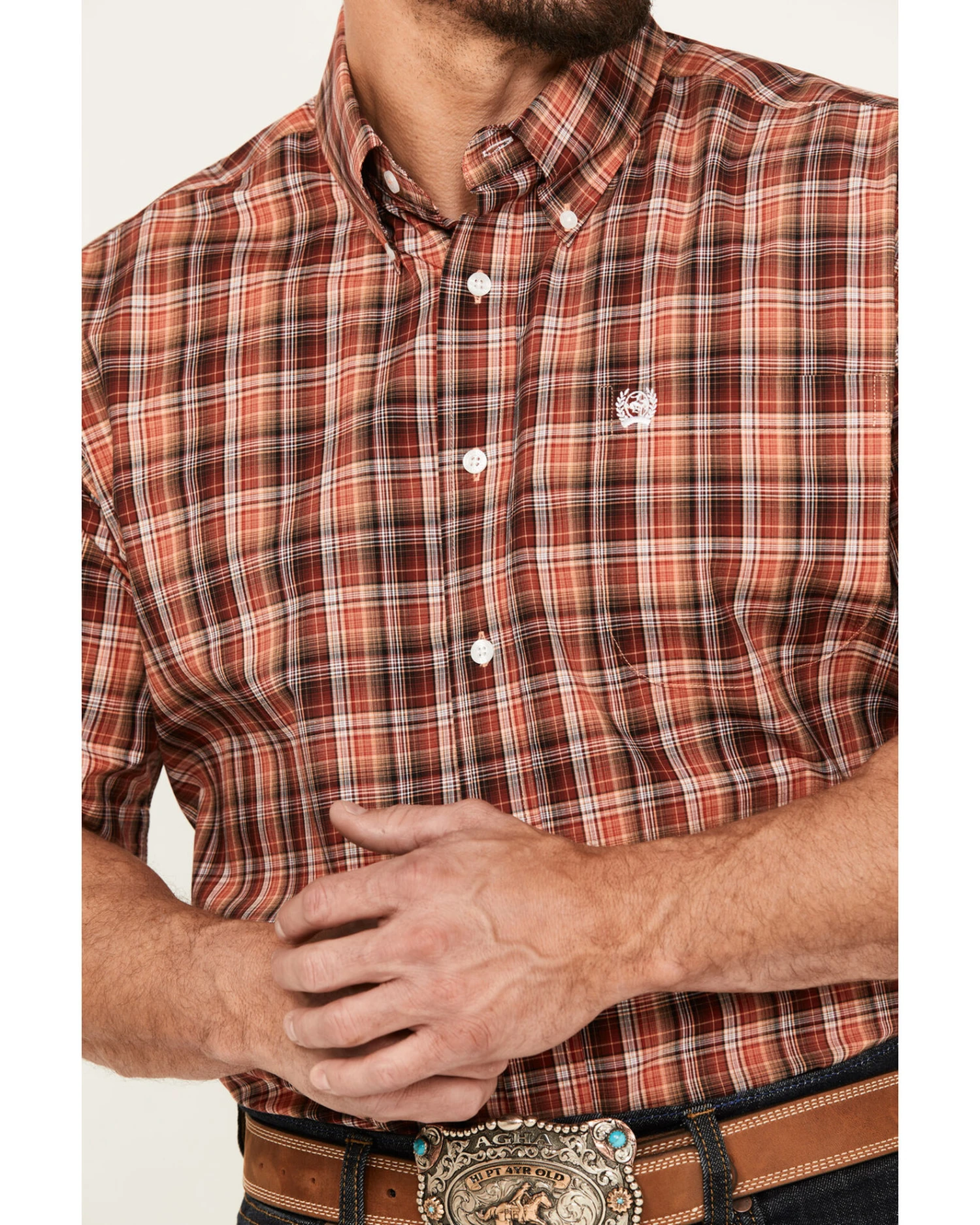 Cinch Men's Plaid Print Short Sleeve Button Down Western Shirt 4 Cinch Men's Plaid Print Short Sleeve Button Down Western Shirt - Image 3