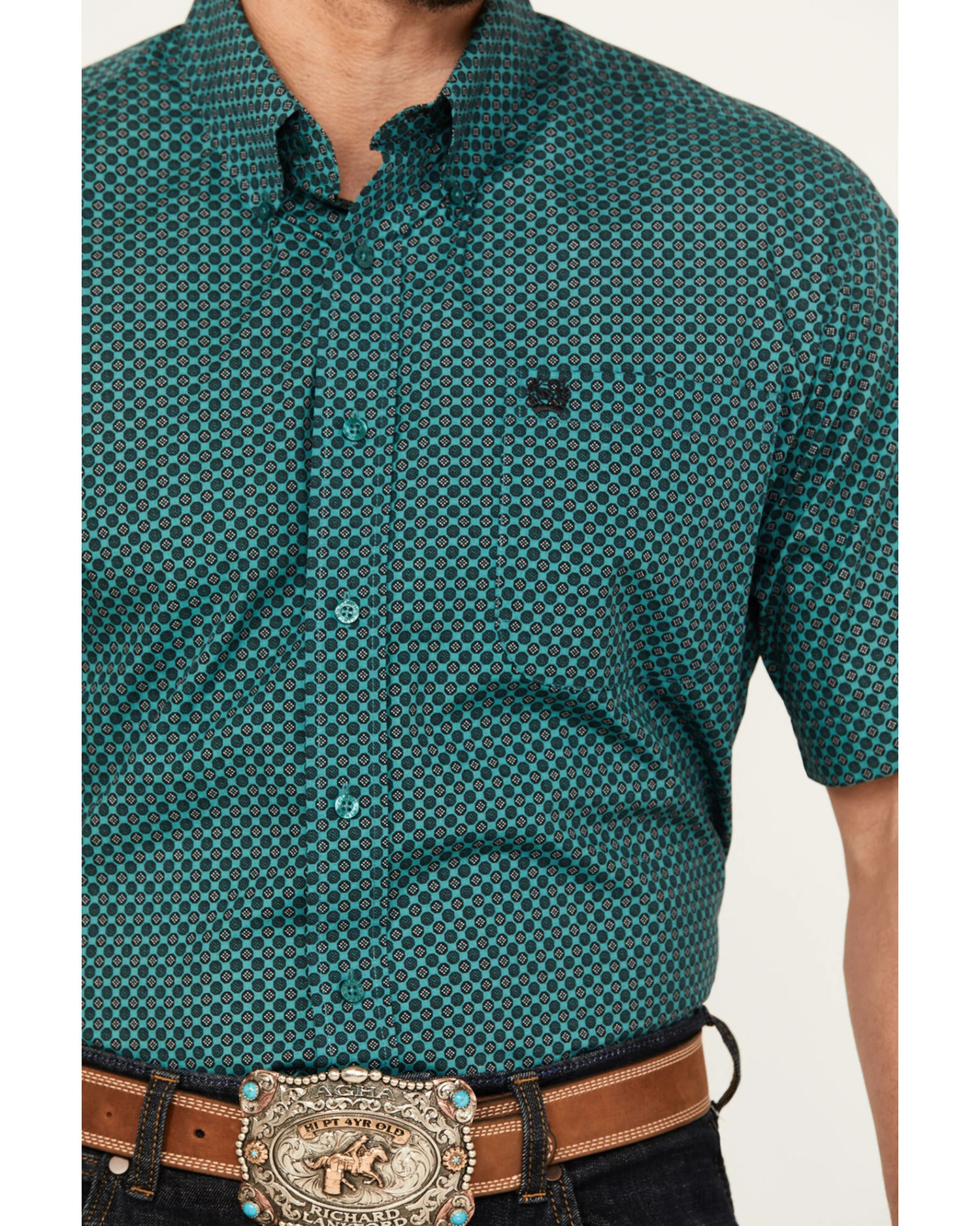 Cinch Men's Medallion Print Short Sleeve Button Down Western Shirt 5 Cinch Men's Medallion Print Short Sleeve Button Down Western Shirt - Image 3