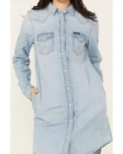 Wrangler Retro Women's Light Wash Denim Shirt Dress -Cowboy Wear Shop 2000384048 412 P4