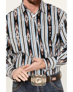 Wrangler Men's Southwestern Striped Long Sleeve Western Snap Shirt -Cowboy Wear Shop 2000384351 900 P3