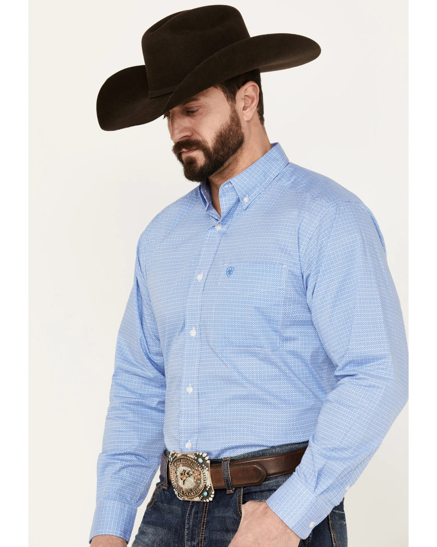 Ariat Men's Leo Classic Fit Geo Print Long Sleeve Button Down Western Shirt 4 Ariat Men's Leo Classic Fit Geo Print Long Sleeve Button Down Western Shirt - Image 2