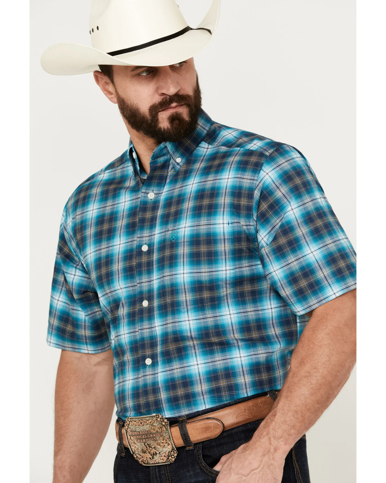 Ariat Men's Pro Series Kenneth Classic Fit Button Down Short Sleeve Western Shirt 4 Ariat Men's Pro Series Kenneth Classic Fit Button Down Short Sleeve Western Shirt - Image 2