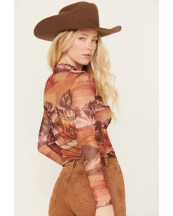 Rock & Roll Denim Women's Mesh Printed Long Sleeve Shirt -Cowboy Wear Shop 2000385006 220 P4