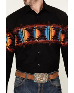Panhandle Men's Southwestern Border Long Sleeve Western Snap Shirt -Cowboy Wear Shop 2000385165 001 P3
