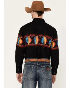 Panhandle Men's Southwestern Border Long Sleeve Western Snap Shirt -Cowboy Wear Shop 2000385165 001 P4