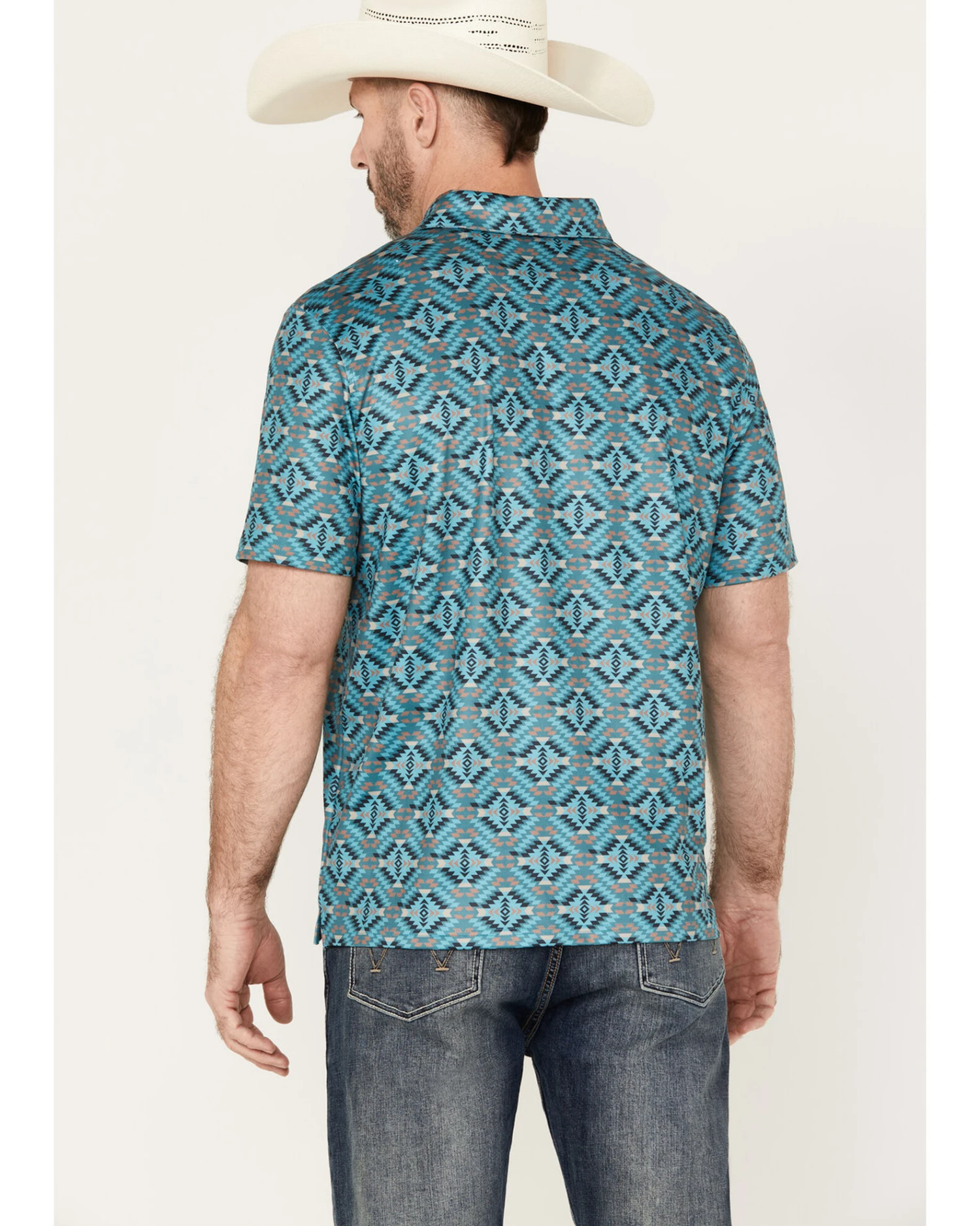 Panhandle Men's Southwestern Short Sleeve Pearl Snap Polo 6 Panhandle Men's Southwestern Short Sleeve Pearl Snap Polo - Image 4