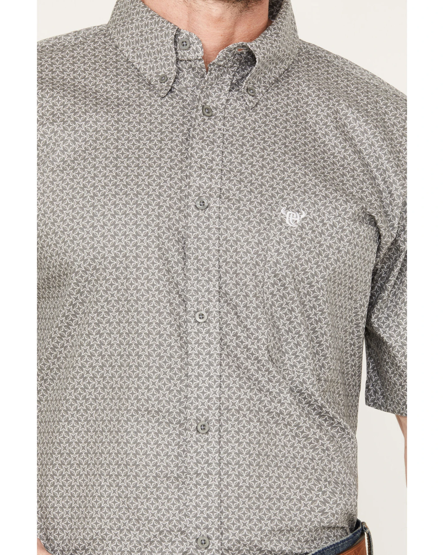 Cowboy Hardware Men's Circle Star Print Short Sleeve Button Down Shirt 5 Cowboy Hardware Men's Circle Star Print Short Sleeve Button Down Shirt - Image 3