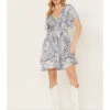 Angie Women's Paisley Print Short Sleeve Mini Dress 2 Angie Women's Paisley Print Short Sleeve Mini Dress -Cowboy Wear Shop 2000385618 400 P1