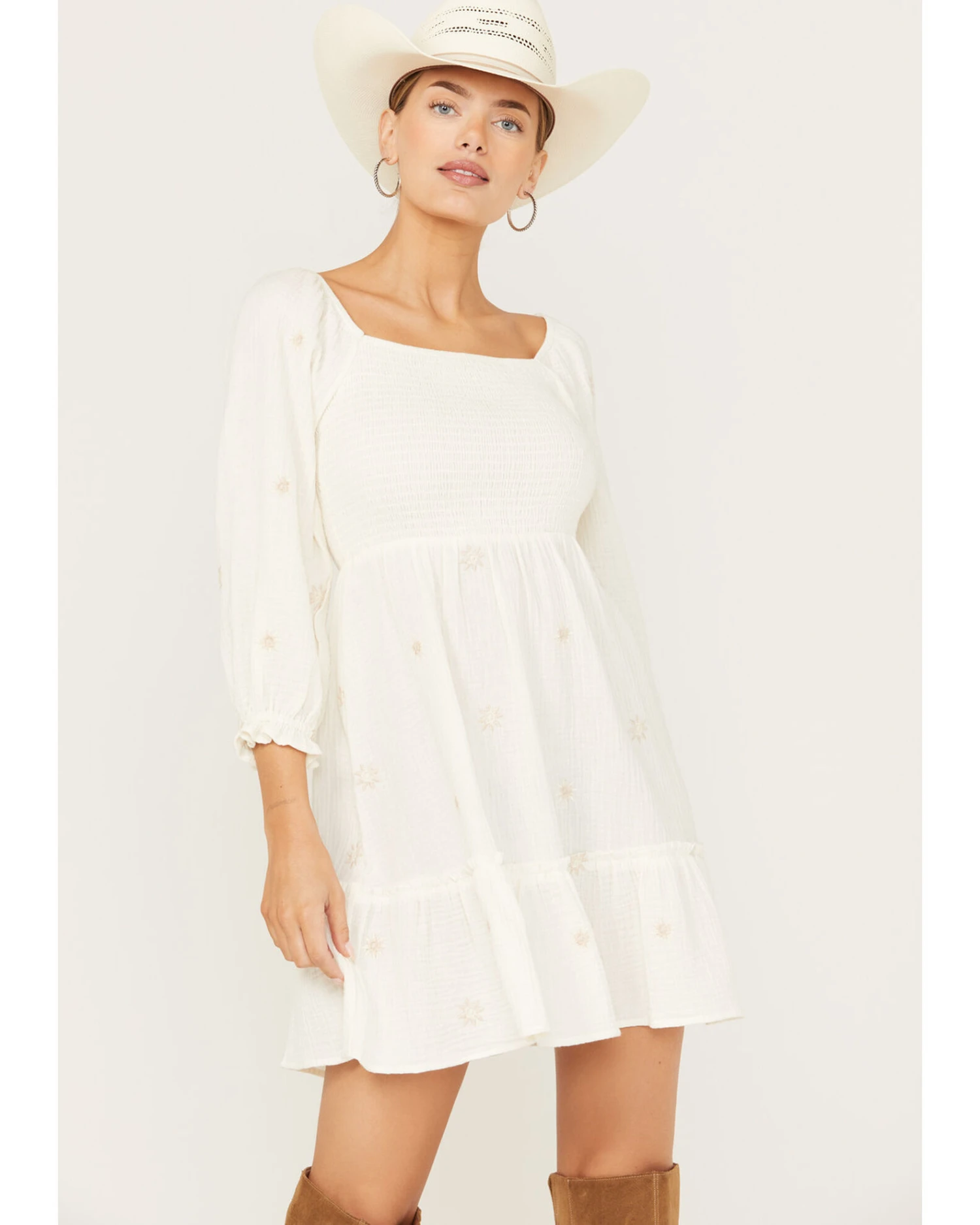 Jolt Women's Long Sleeve Smocked Dress 4 Jolt Women's Long Sleeve Smocked Dress - Image 2