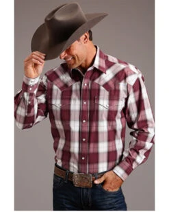 Stetson Men's Plaid Long Sleeve Western Pearl Snap Shirt