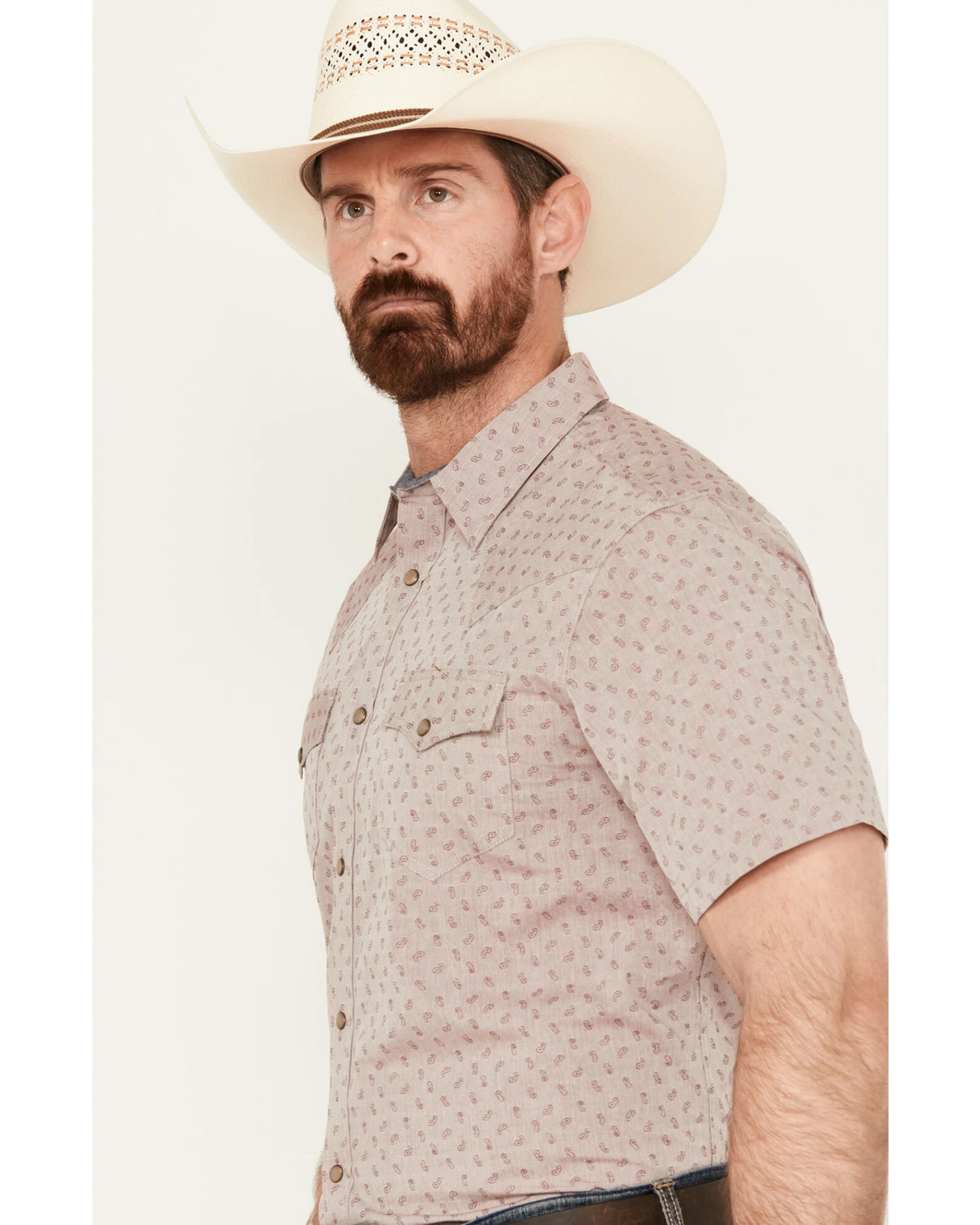 Cody James Men's Micro Paisley Print Short Sleeve Snap Western Shirt 4 Cody James Men's Micro Paisley Print Short Sleeve Snap Western Shirt - Image 2
