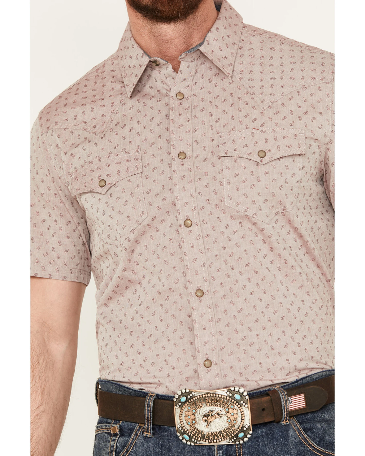 Cody James Men's Micro Paisley Print Short Sleeve Snap Western Shirt 5 Cody James Men's Micro Paisley Print Short Sleeve Snap Western Shirt - Image 3