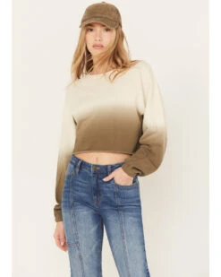 Cleo + Wolf Women's Ombre Cropped Dolman Sweatshirt