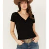 RANK 45 Women's Burnout Henley Tee -Cowboy Wear Shop 2000386477 001 P1