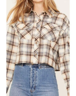 Cleo + Wolf Women's Plaid Print Cropped Shirt 8 Cleo + Wolf Women's Plaid Print Cropped Shirt -Cowboy Wear Shop 2000386562 110 P3