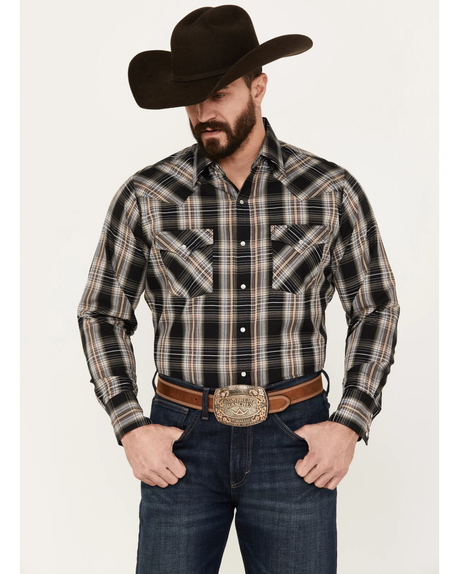 Ely Walker Men's Plaid Print Long Sleeve Western Snap Shirt - Tall 3 Ely Walker Men's Plaid Print Long Sleeve Western Snap Shirt - Tall